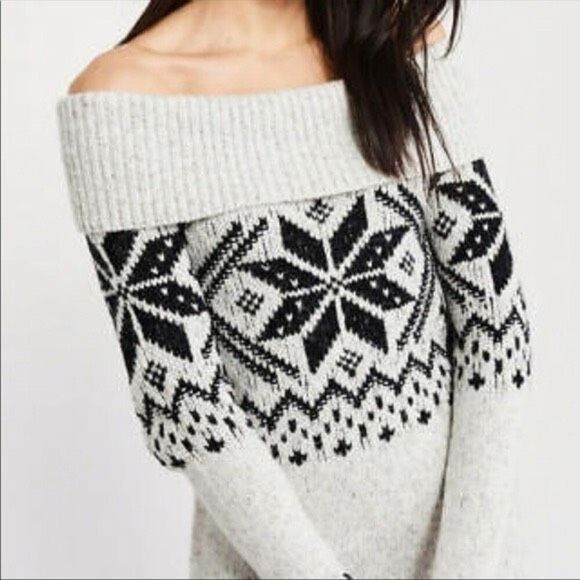 Abercrombie & Fitch Fairisle Off the Shoulder Sweater Dress Size XS - Picture 2 of 9